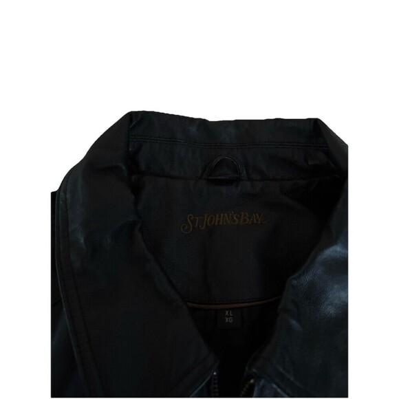 Mens St Johns Bay Black Leather Aviator Jacket Insulated Size XL GUC 6662 - Picture 3 of 5